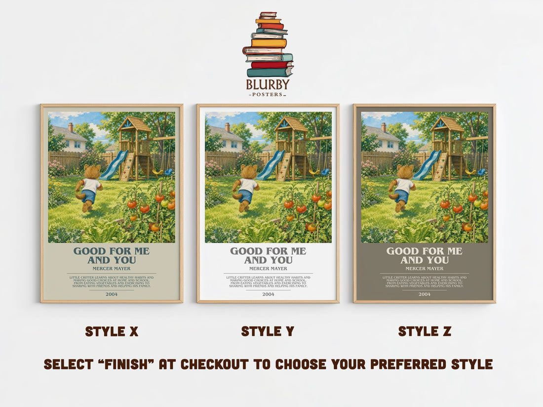 Good for Me and You bookish print in frame leaning in hallway – childrens wall art (mockup)