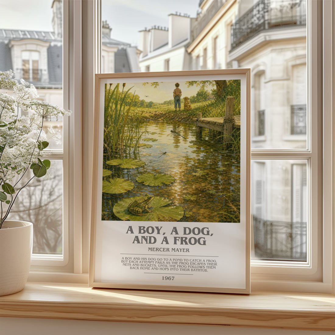 A Boy, a Dog, and a Frog bookish poster colour and style options – Mercer Mayer book art