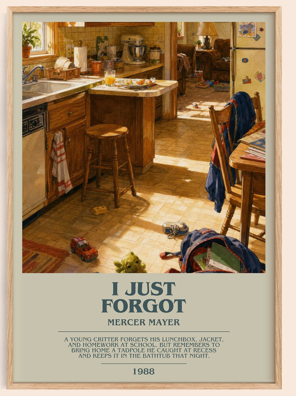 I Just Forgot bookish book poster by Mercer Mayer – framed literary art print