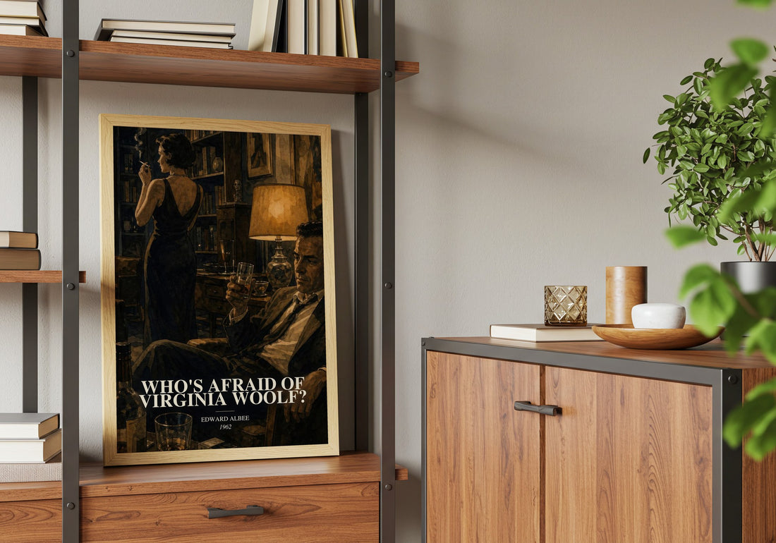 Who's Afraid of Virginia Woolf? book watercolour illustration paper finish options – matte satin gloss