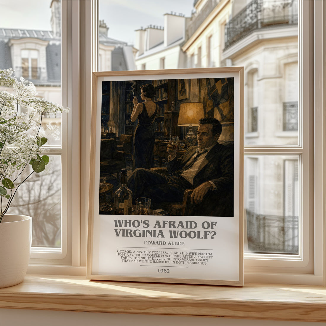 Who's Afraid of Virginia Woolf? bookish poster colour and style options – Edward Albee book art