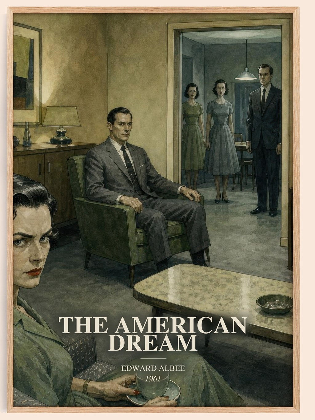 The American dream watercolour book poster by Edward Albee – framed literary art print