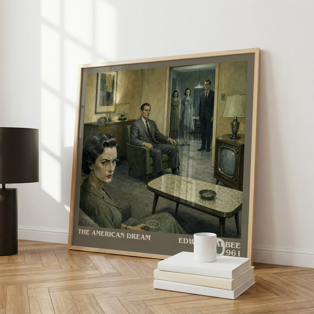 The American dream literary print framed by window – literary home decor