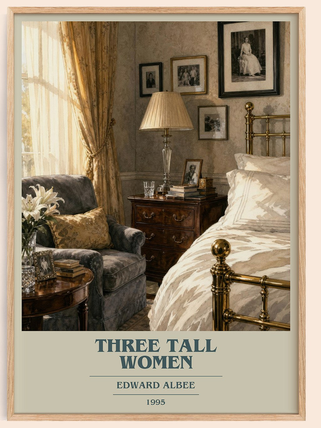 Three tall women book cover book poster by Edward Albee – framed literary art print