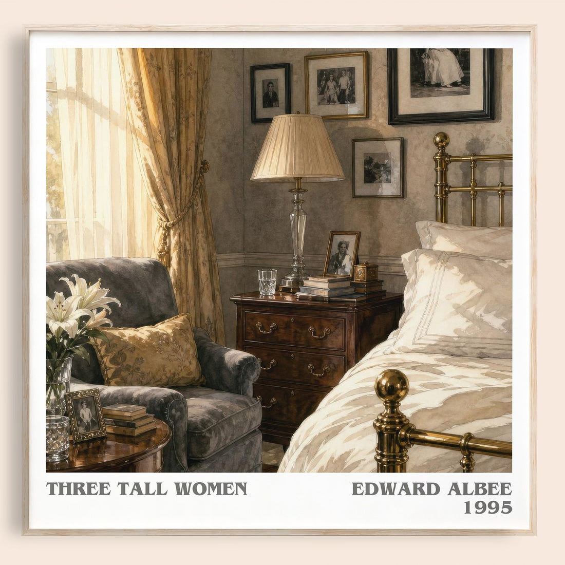 Three tall women literary book poster by Edward Albee – framed literary art print