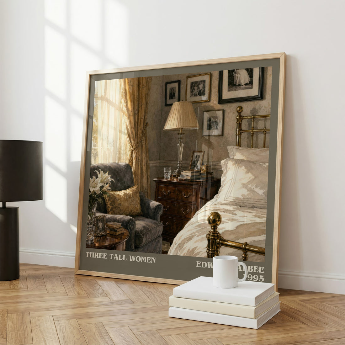 Three tall women literary print framed by window – literary home decor