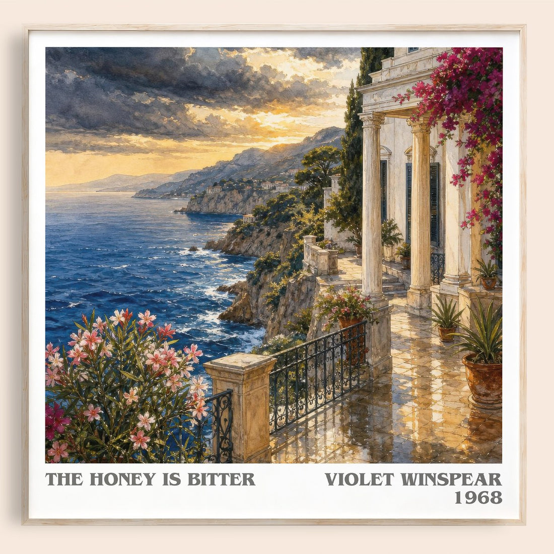 The Honey is Bitter literary book poster by Violet Winspear – framed literary art print