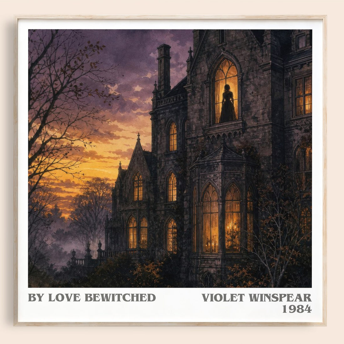 By Love Bewitched literary book poster by Violet Winspear – framed literary art print