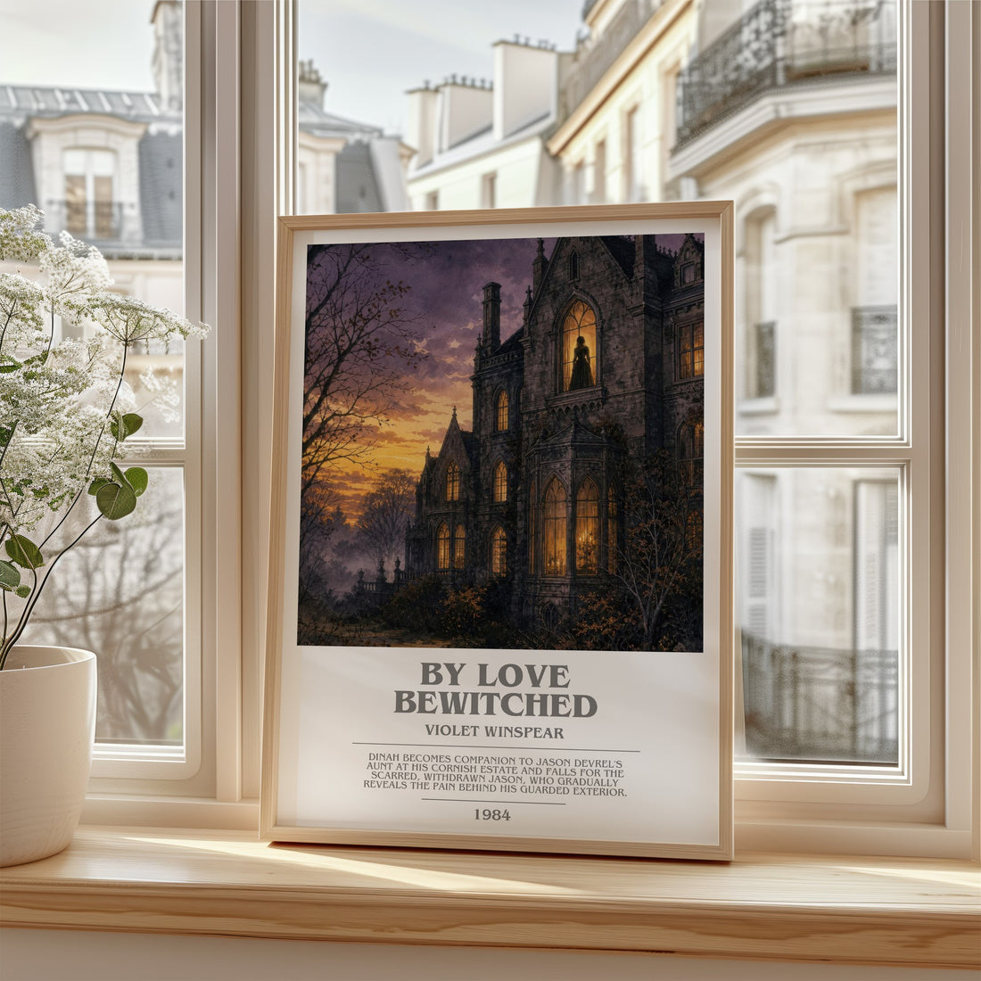 By Love Bewitched bookish poster colour and style options – Violet Winspear book art