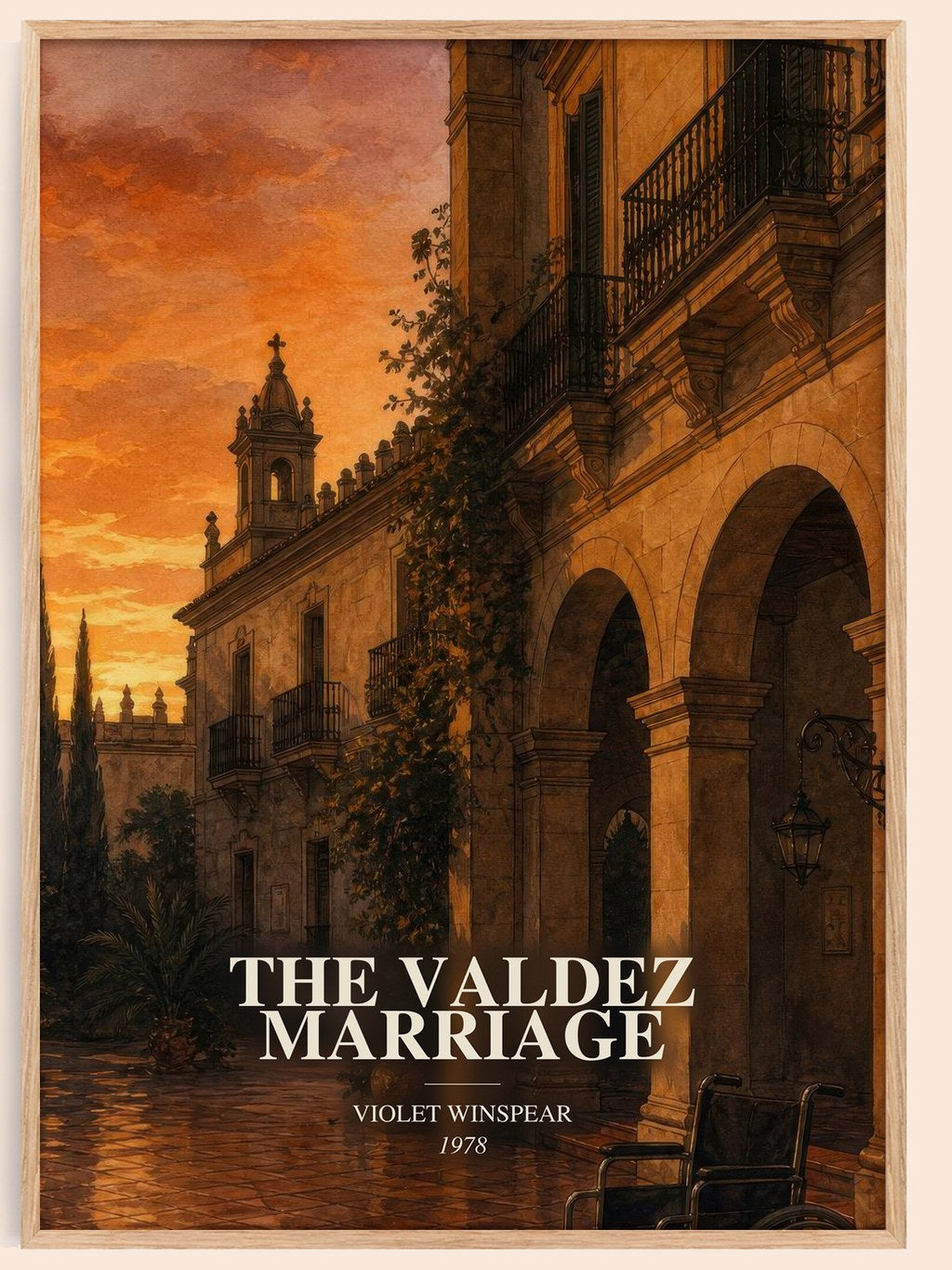 The Valdez Marriage watercolour book poster by Violet Winspear – framed literary art print