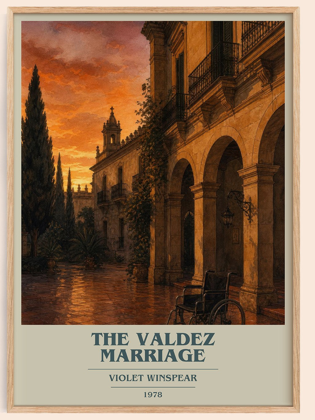 The Valdez Marriage book cover book poster by Violet Winspear – framed literary art print