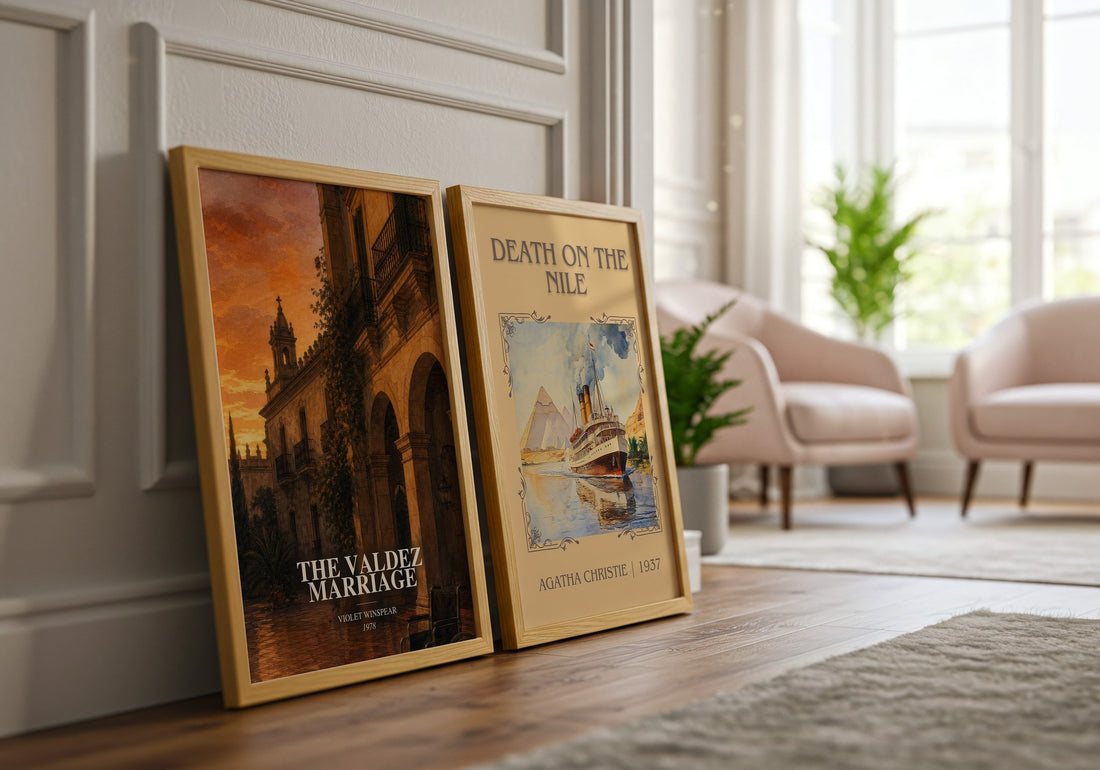 The Valdez Marriage watercolour print framed by window – literary home decor