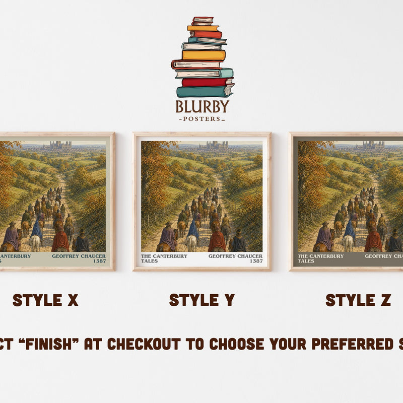 The Canterbury Tales literary print in frame leaning in hallway – classic literature wall art
