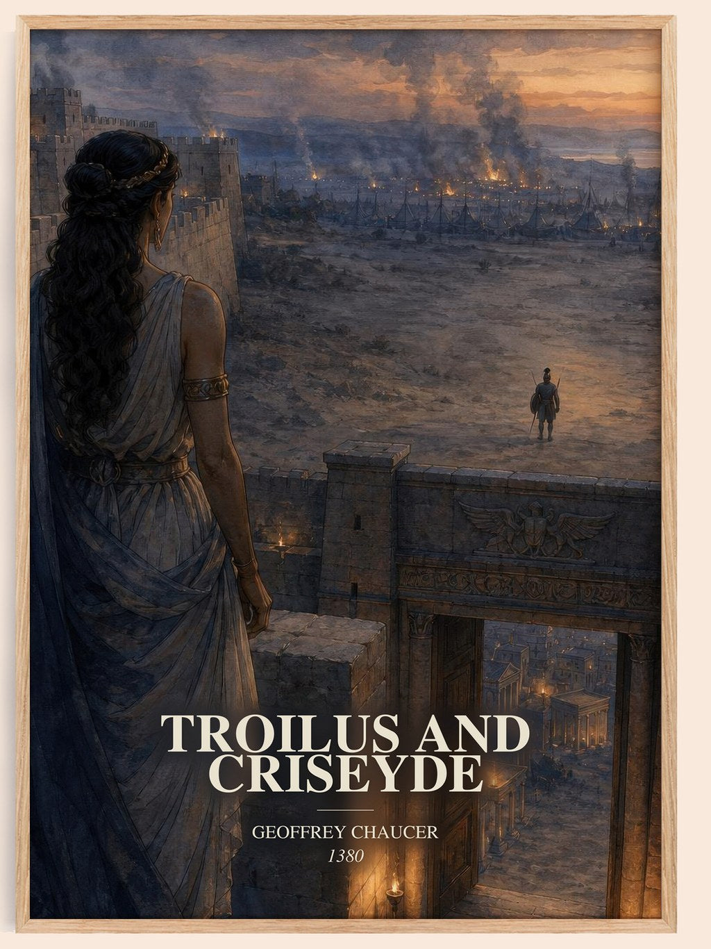 Troilus and Criseyde watercolour book poster by Geoffrey Chaucer – framed literary art print