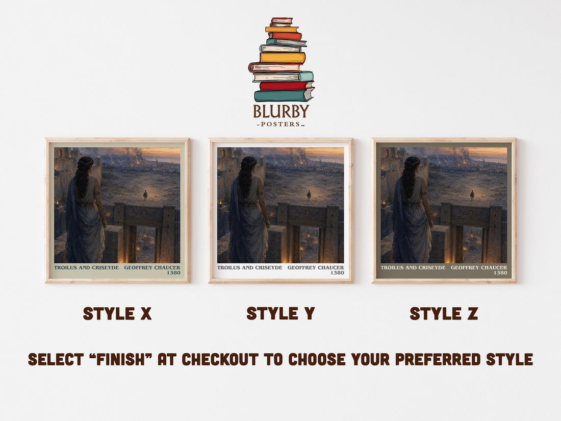 Troilus and Criseyde literary print in frame leaning in hallway – poetry wall art (mockup)