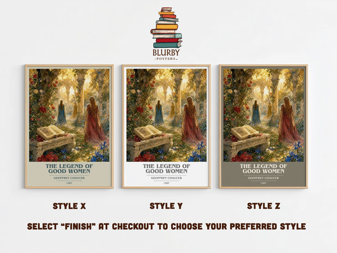The legend of good women book cover print in frame leaning in hallway – poetry wall art (mockup)