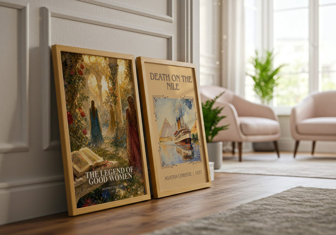 The legend of good women watercolour print framed by window – literary home decor