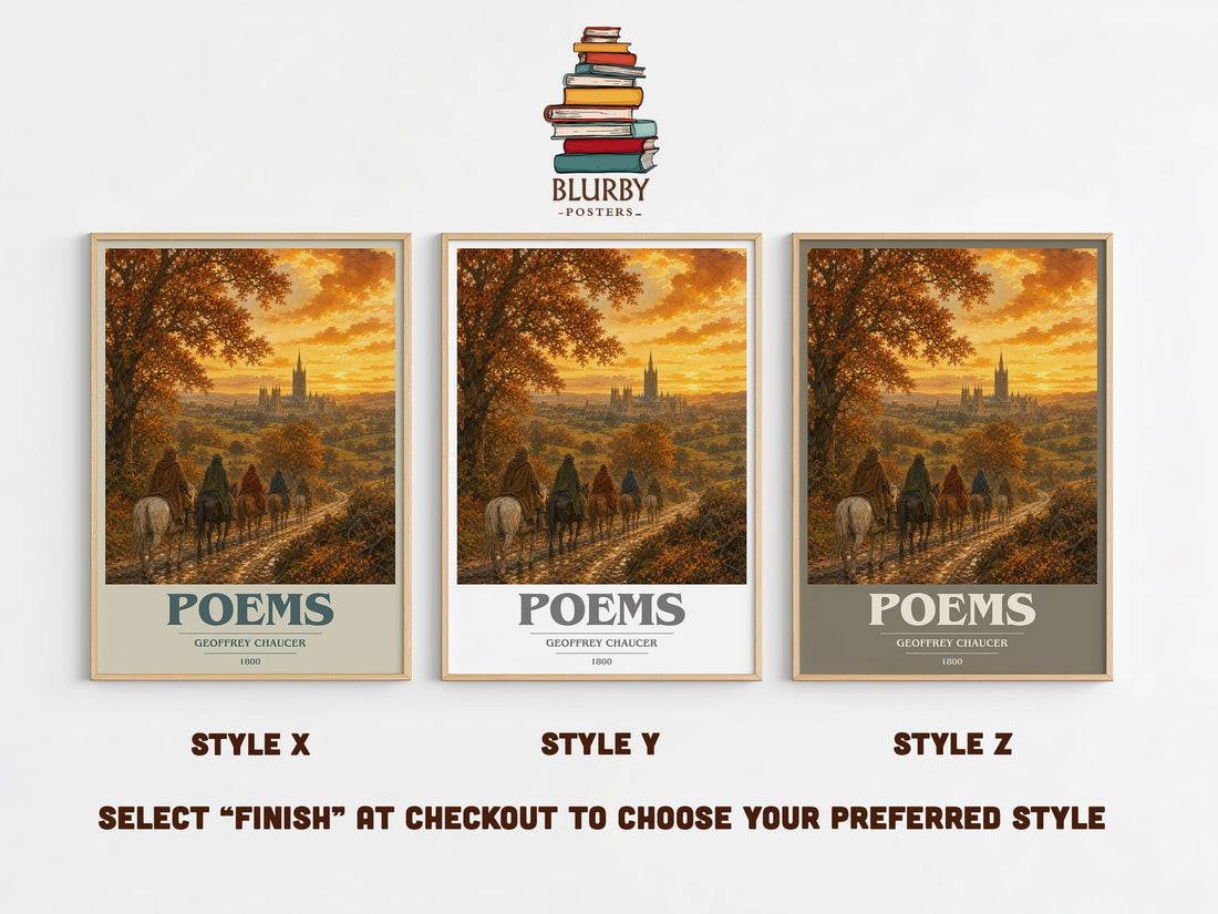 Poems book cover print in frame leaning in hallway – poetry wall art (mockup)
