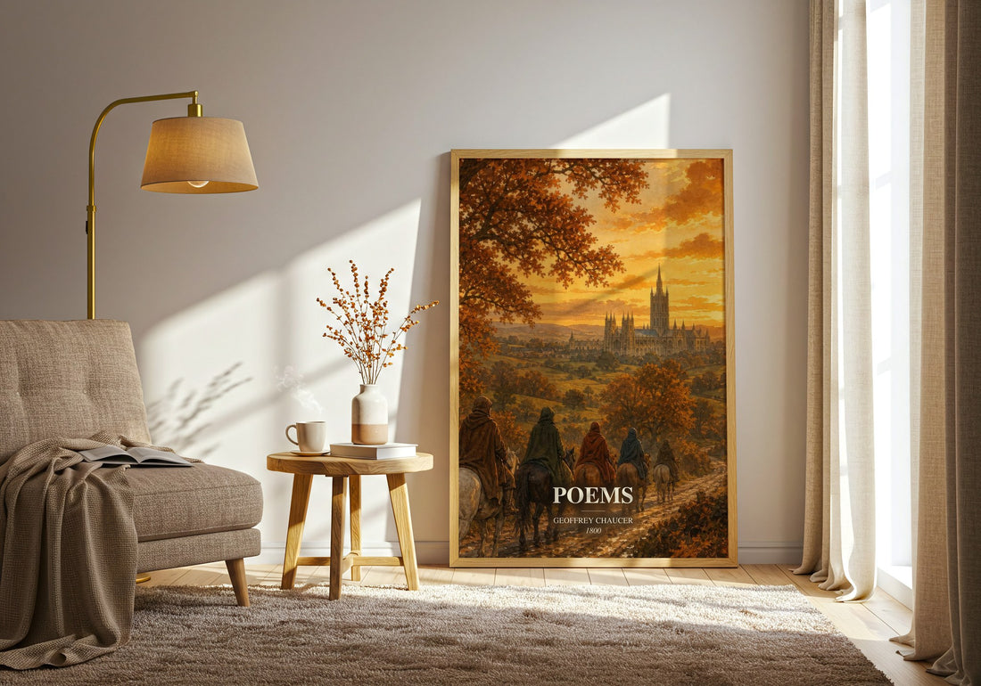 Poems watercolour print in frame leaning in hallway – poetry wall art