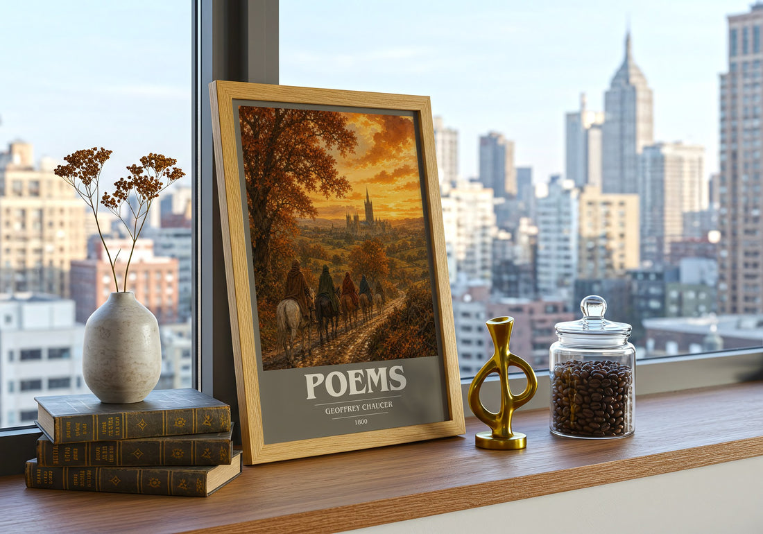 Poems book cover print framed by window – literary home decor