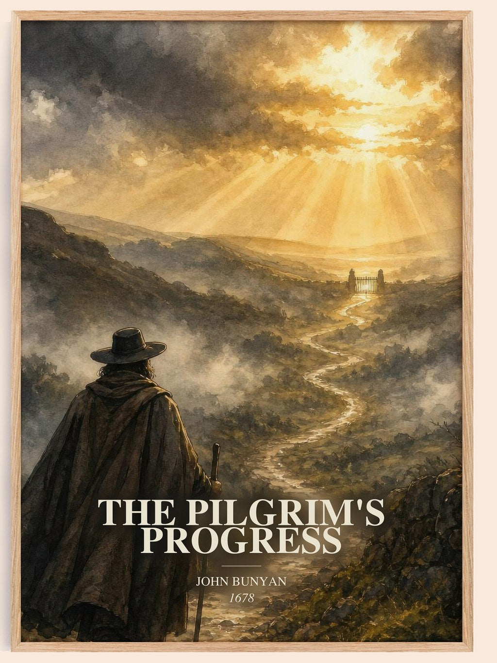 The Pilgrim's Progress watercolour book poster by John Bunyan – framed literary art print