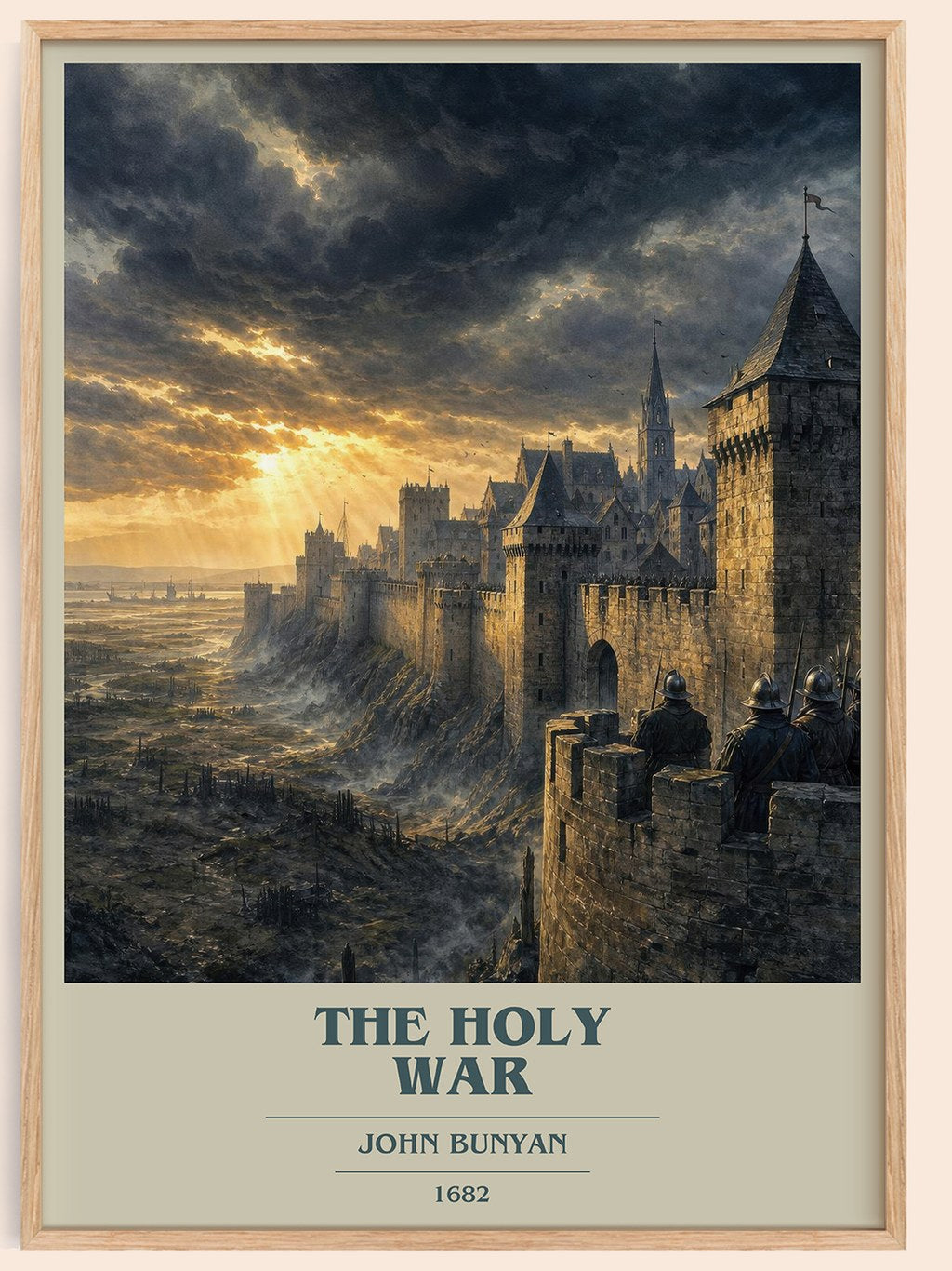 The holy war book cover book poster by John Bunyan – framed literary art print
