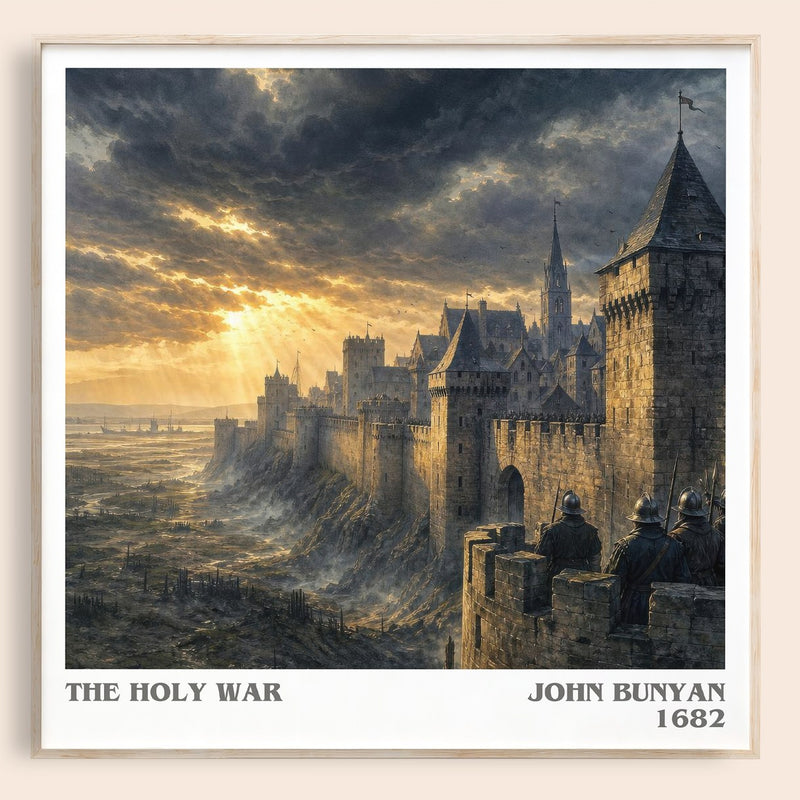 The holy war literary book poster by John Bunyan – framed literary art print