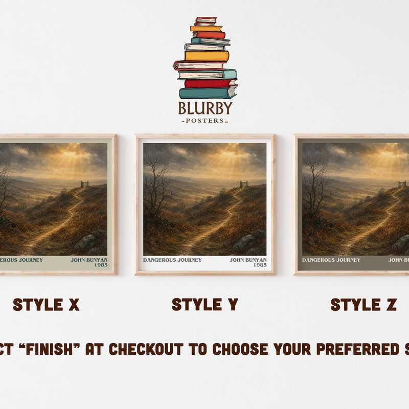 Dangerous journey literary print in frame leaning in hallway – classic literature wall art