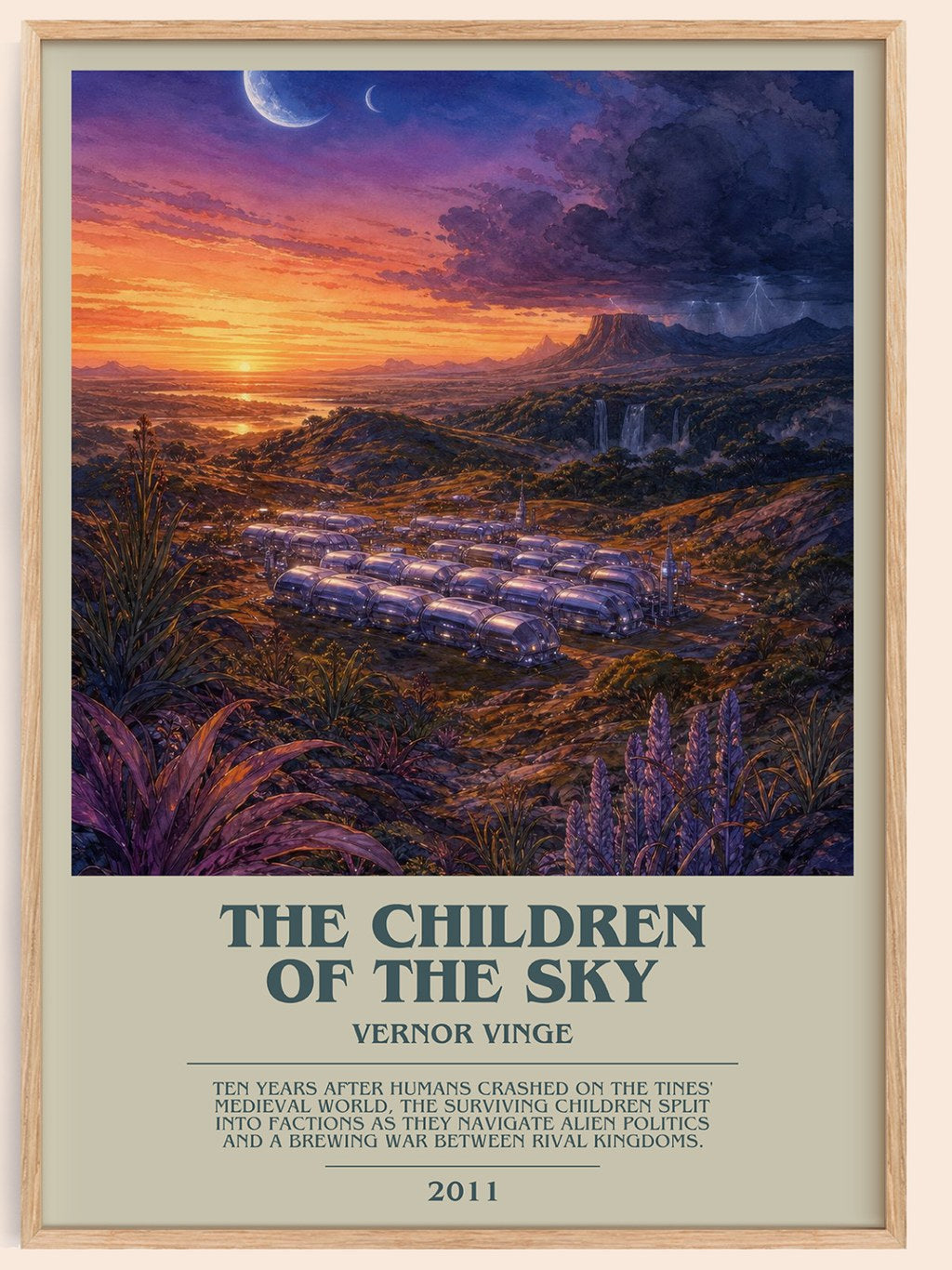 The children of the sky bookish book poster by Vernor Vinge – framed literary art print