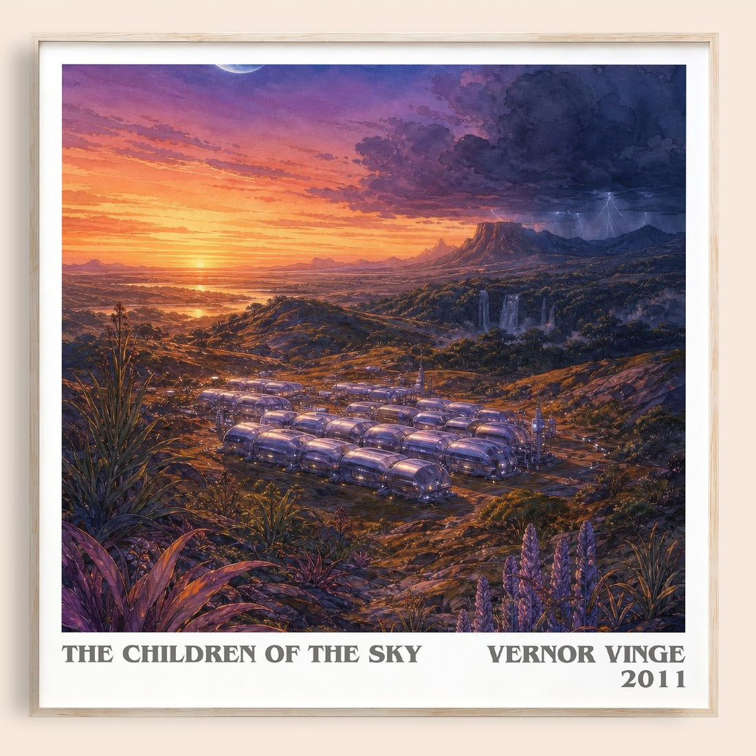 The children of the sky literary book poster by Vernor Vinge – framed literary art print