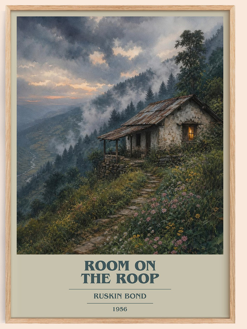 Room On the Roop book cover book poster by Ruskin Bond – framed literary art print