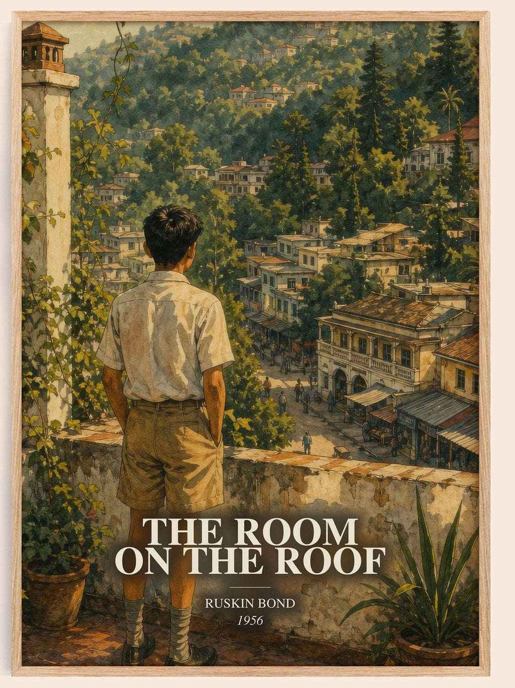The Room On The Roof watercolour book poster by Ruskin Bond – framed literary art print