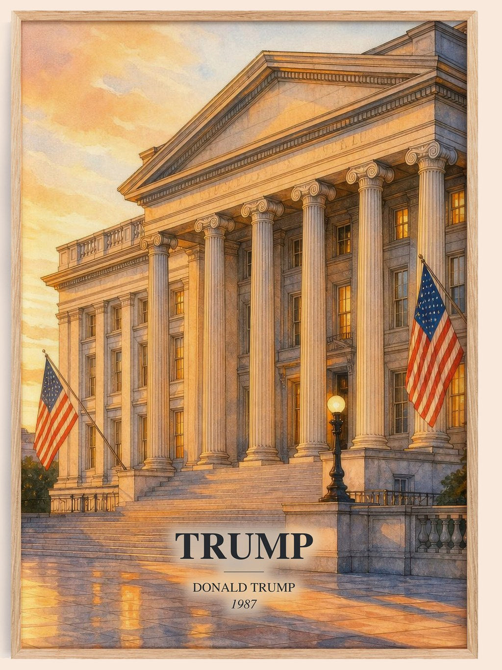 Trump watercolour book poster by Donald Trump – framed literary art print
