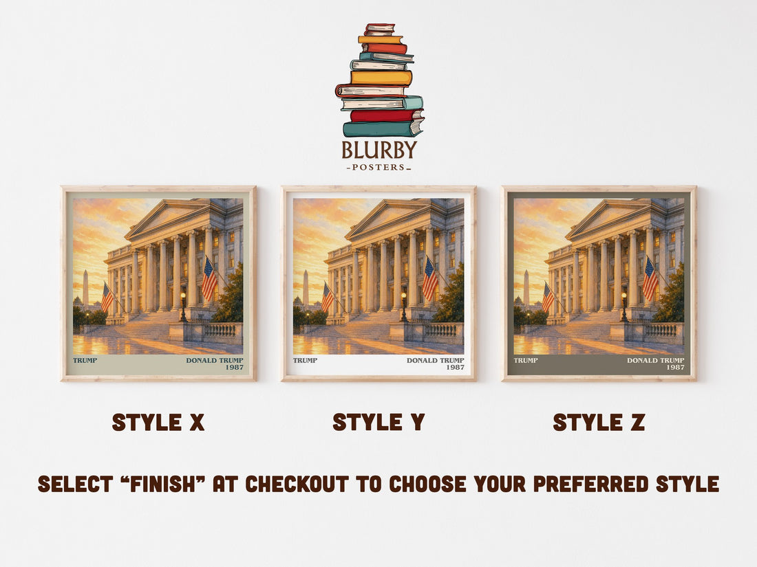 Trump literary print in frame leaning in hallway – non fiction wall art (mockup)