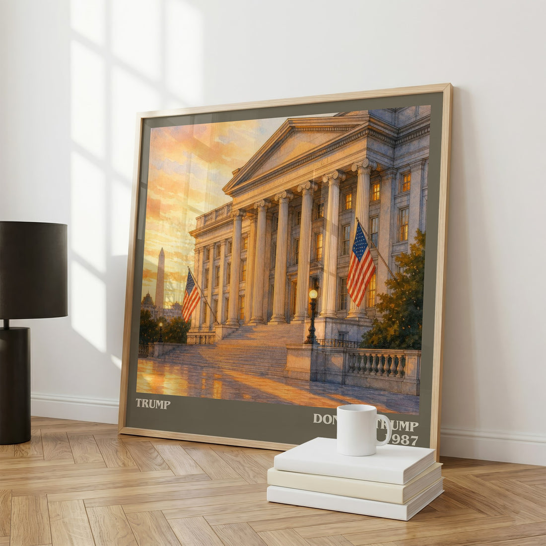 Trump literary print framed by window – literary home decor