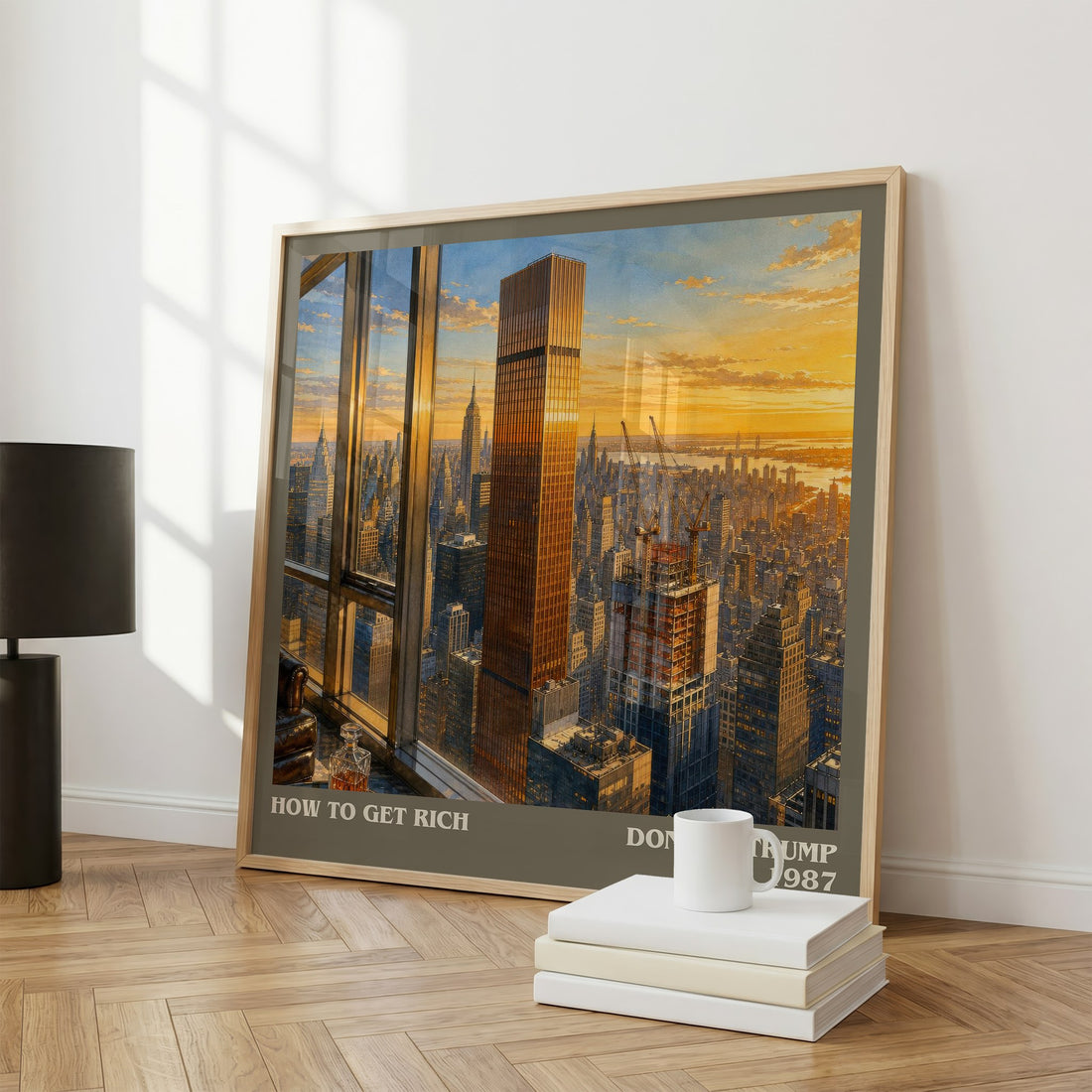 How to Get Rich literary print framed by window – literary home decor