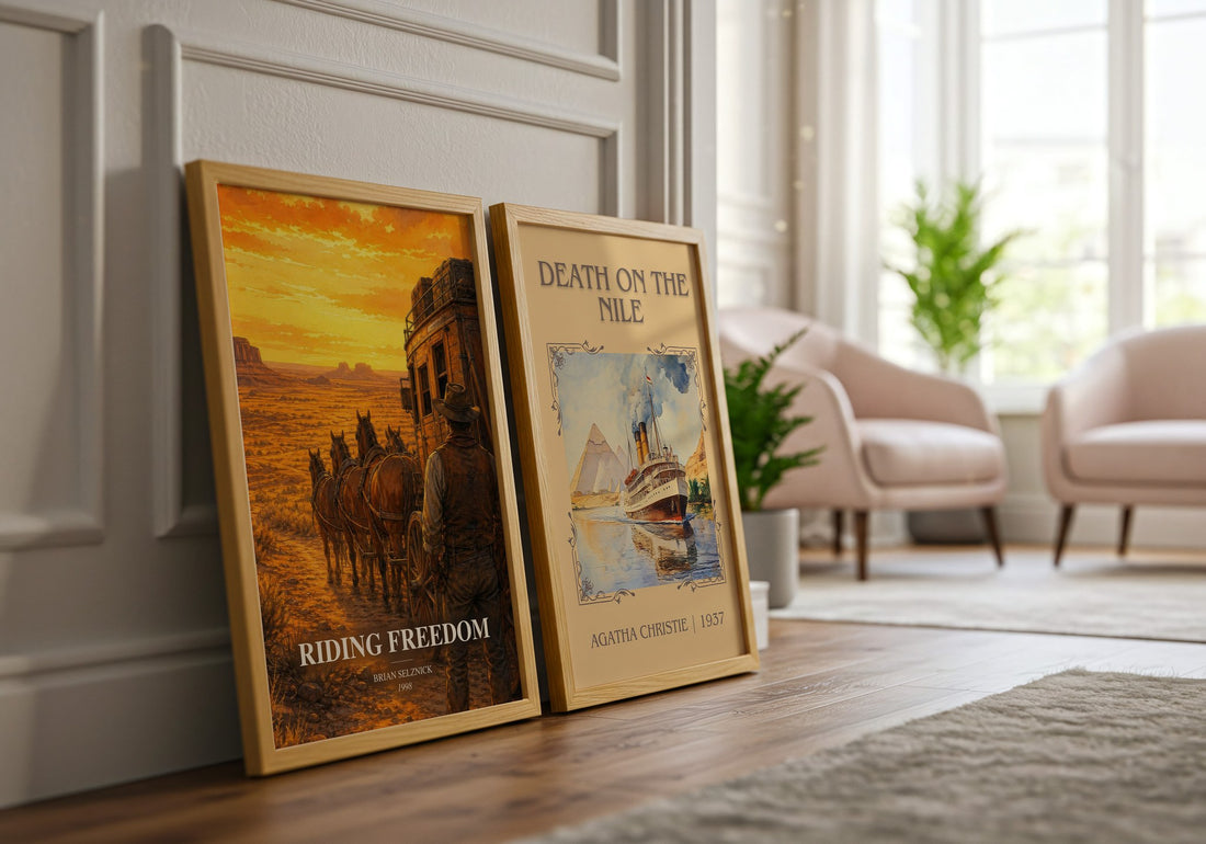 Riding Freedom watercolour print framed by window – literary home decor
