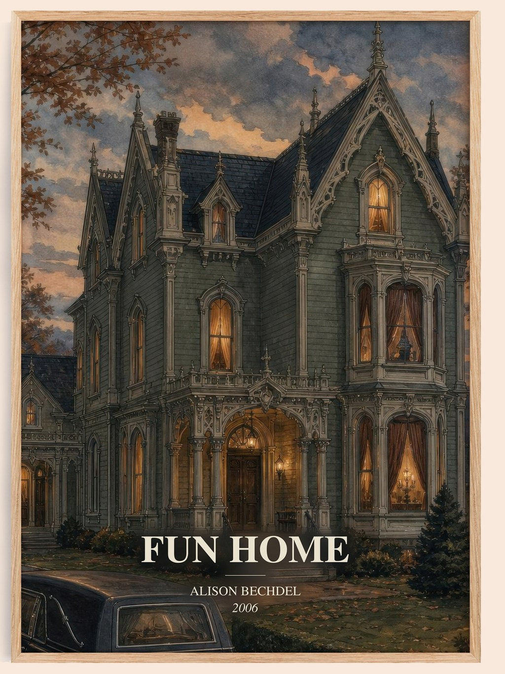Fun Home watercolour book poster by Alison Bechdel – framed literary art print