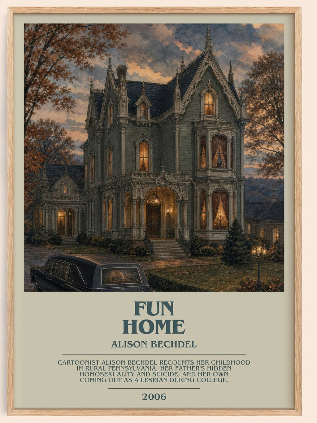 Fun Home bookish book poster by Alison Bechdel – framed literary art print