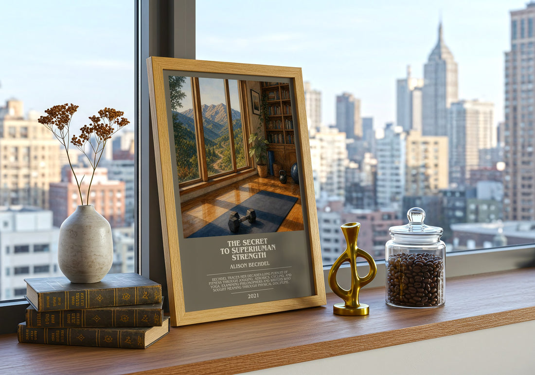The Secret to Superhuman Strength bookish print framed by window – literary home decor