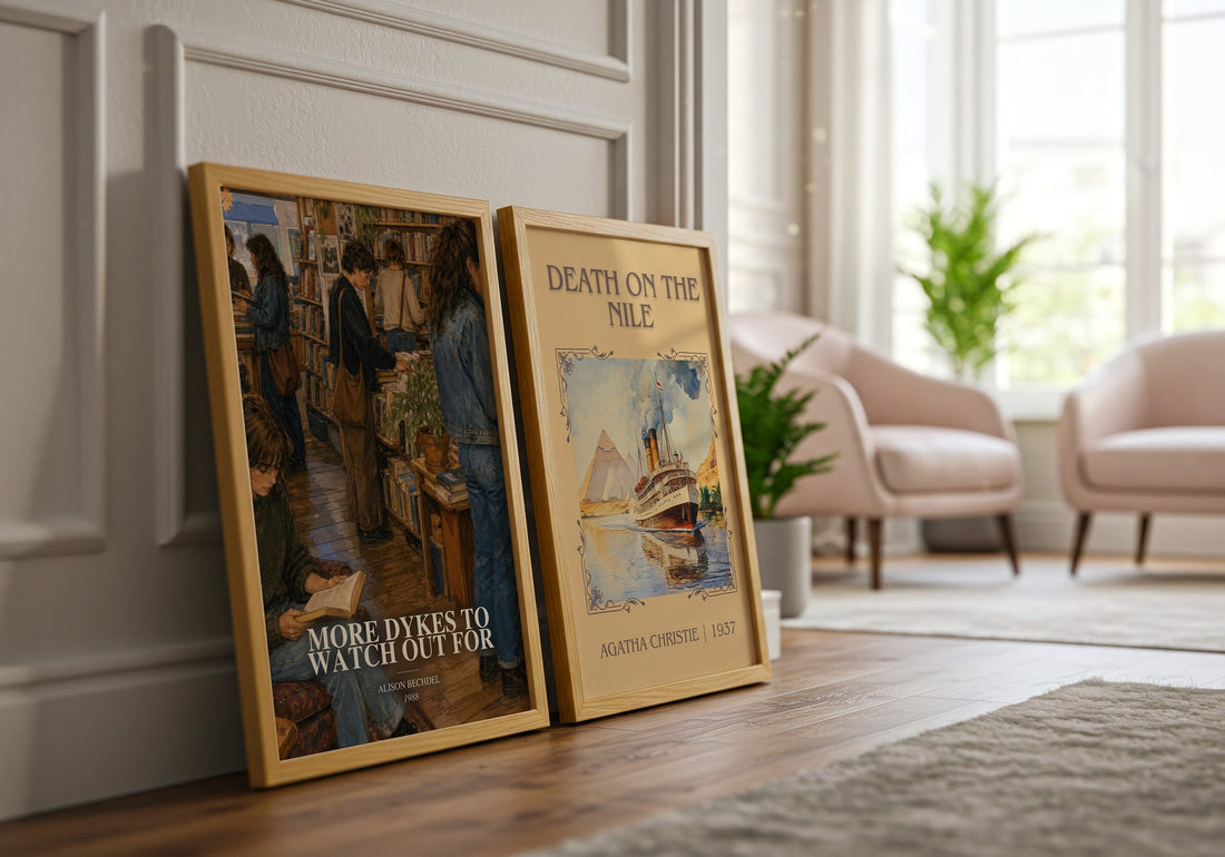 More dykes to watch out for watercolour print framed by window – literary home decor