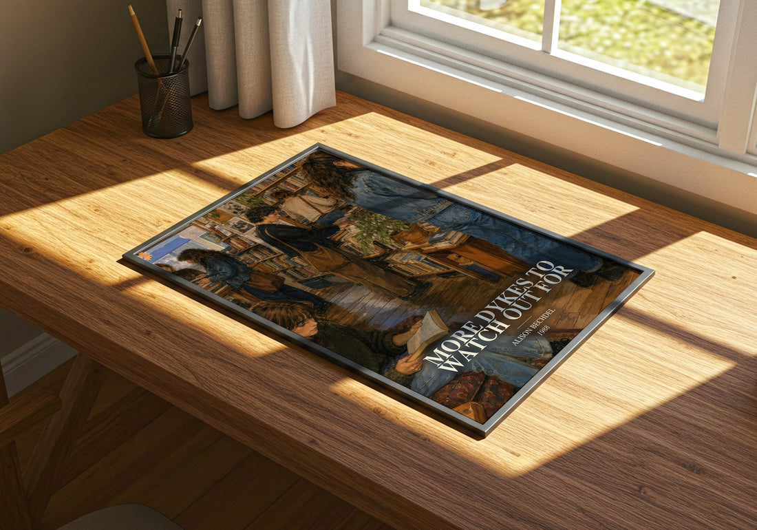 More dykes to watch out for watercolour book poster framed on wall – non fiction wall art