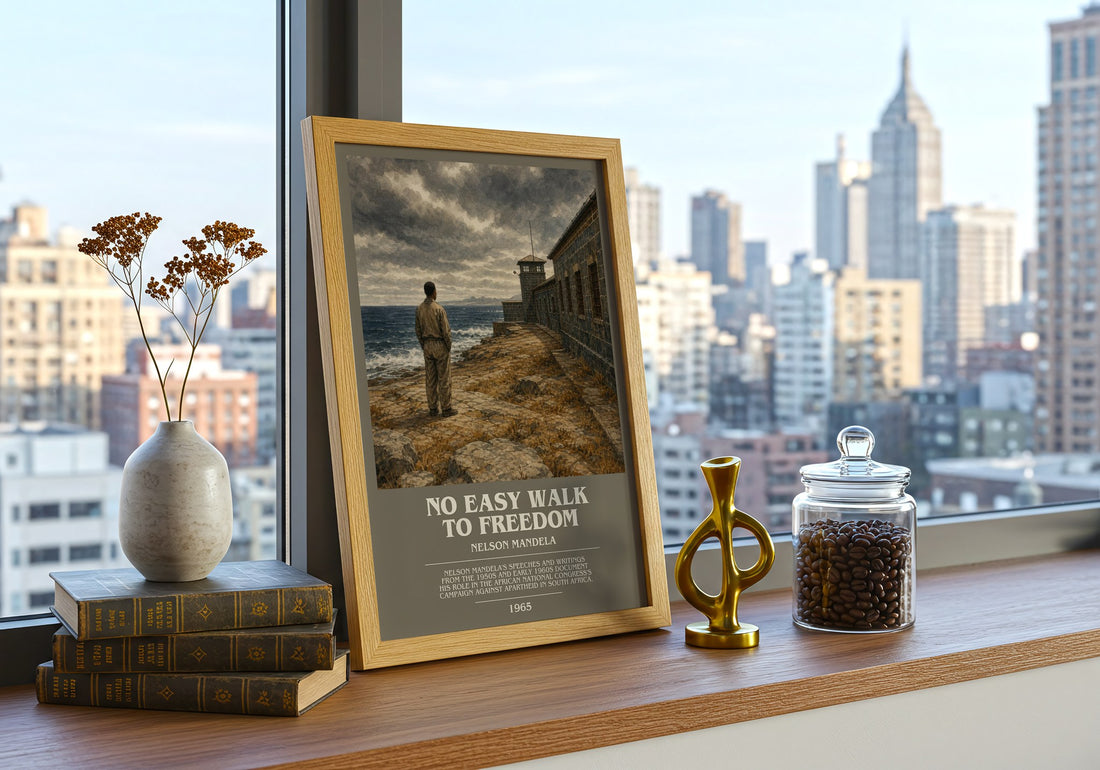 No Easy Walk to Freedom bookish print framed by window – literary home decor