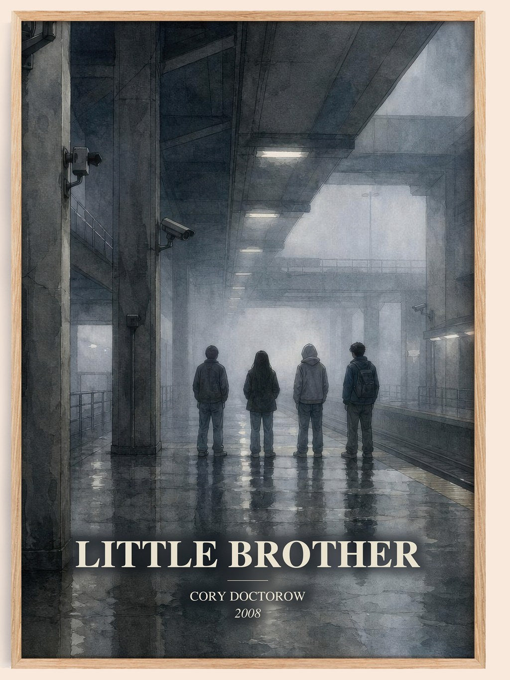 Little Brother watercolour book poster by Cory Doctorow – framed literary art print