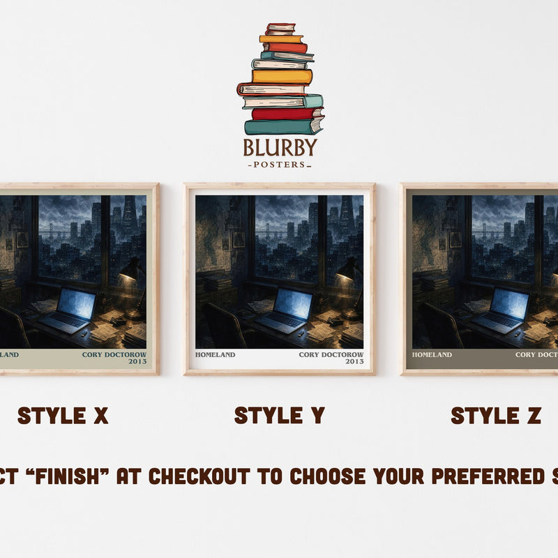 Homeland literary print in frame leaning in hallway – dystopian wall art