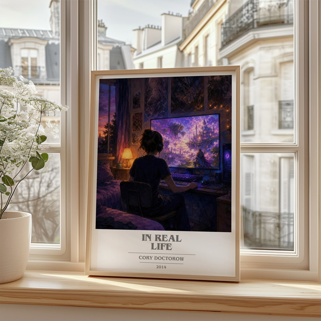In Real Life book cover poster colour and style options – Cory Doctorow book art