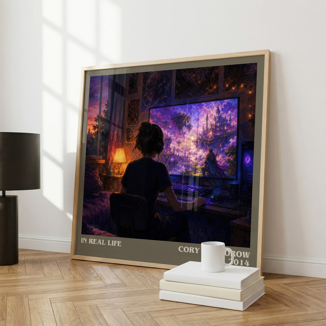 In Real Life literary print framed by window – literary home decor