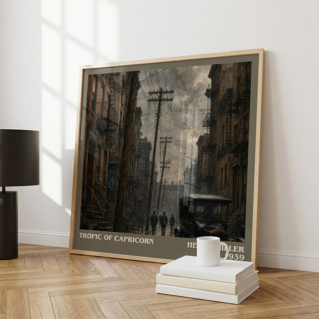 Tropic of Capricorn literary print framed by window – literary home decor