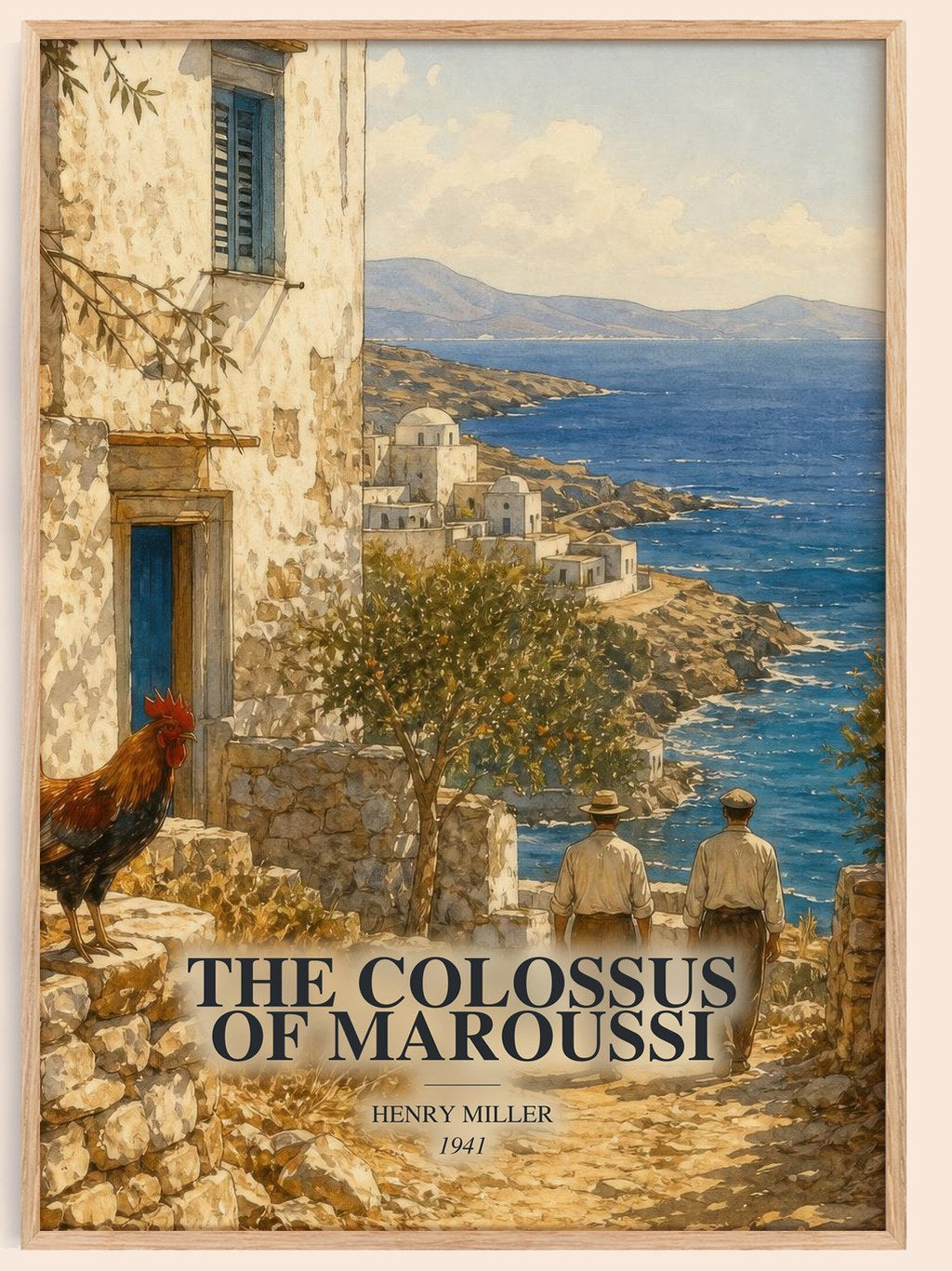 The Colossus of Maroussi watercolour book poster by Henry Miller – framed literary art print