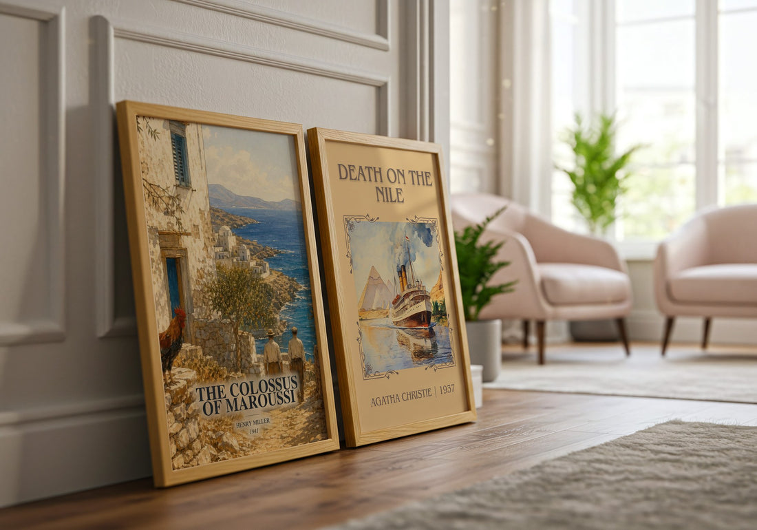 The Colossus of Maroussi watercolour print framed by window – literary home decor
